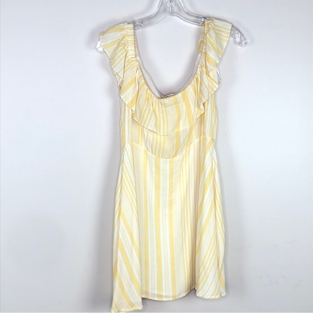 impeccable pig yellow striped a-line off the shoulder belle inspired dress - Picture 6 of 7